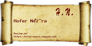 Hofer Nóra névjegykártya